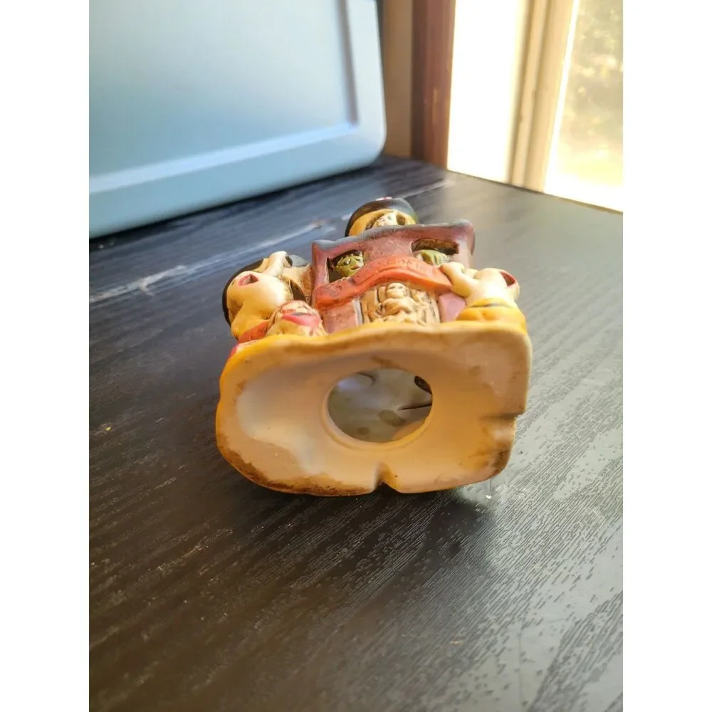Vintage Ceramic Halloween Haunted House Candle Holder Ghosts Eyeballs